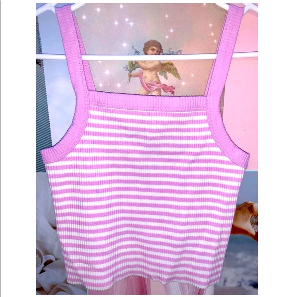 baby pink striped crop tank